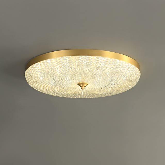 Modern Brass Copper & Metal & Acrylic LED Flush Mount Ceiling Light in Circle Round Shape for Bedroom Living Room