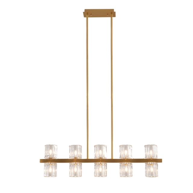 Modern Chic 10-Light Hanging Light Linear Pendant Lighting Chandelier in Cylinder Shades for Living Room Kitchen Island