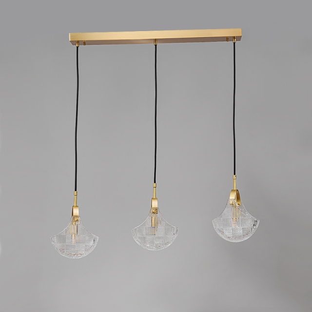 Modern Cluster Pendant Lighting in Rectangle Canopy with Sector Glass Shade for Kitchen Island Dining Table