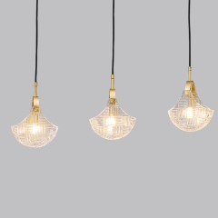 Modern Cluster Pendant Lighting in Rectangle Canopy with Sector Glass Shade for Kitchen Island Dining Table