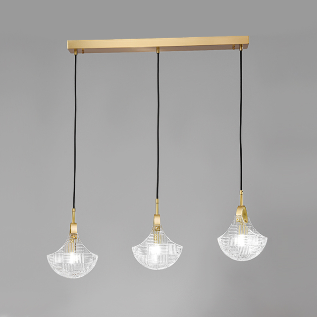 Modern Cluster Pendant Lighting in Rectangle Canopy with Sector Glass Shade for Kitchen Island Dining Table