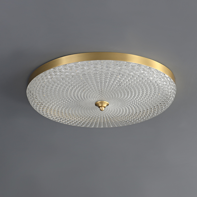 Modern Brass Copper & Metal & Acrylic LED Flush Mount Ceiling Light in Circle Round Shape for Bedroom Living Room