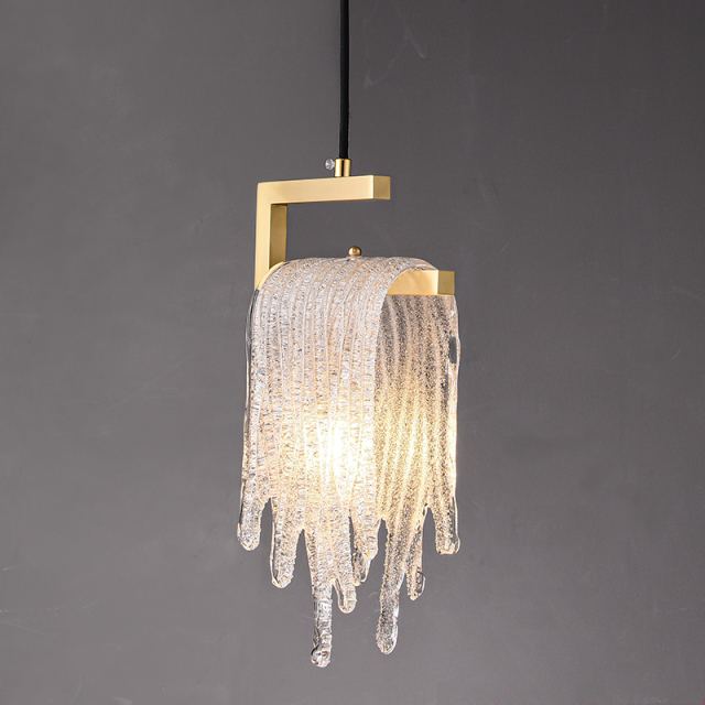 Modern Glass Gold Waterfall 1-Light Pendant Light for Dining Room/ Bedroom