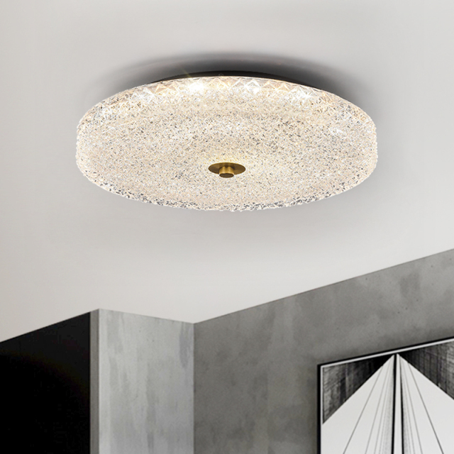 Modern Sparkle Glass LED Flush Mount Ceiling Light in Circle Round Shape for Living Room Bedroom