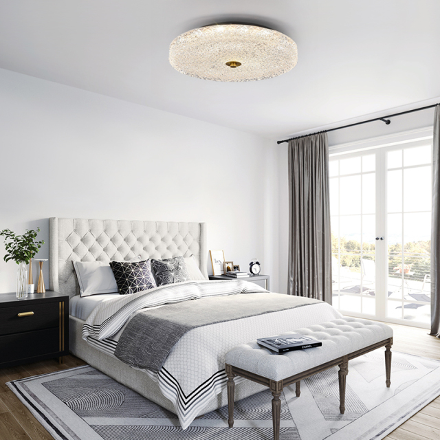 Modern Sparkle Glass LED Flush Mount Ceiling Light in Circle Round Shape for Living Room Bedroom