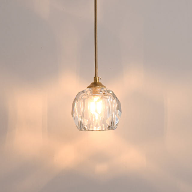 Glam Modern Crystal 1-Light Mini Brass Pendant Light for Bedroom/ Kitchen /Dining Room