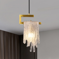 Modern Glass Gold Waterfall 1-Light Pendant Light for Dining Room/ Bedroom