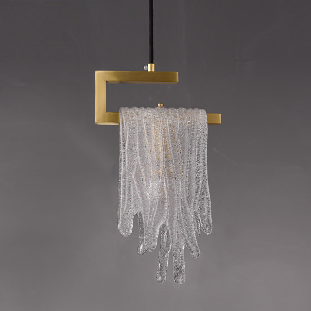 Modern Glass Gold Waterfall 1-Light Pendant Light for Dining Room/ Bedroom