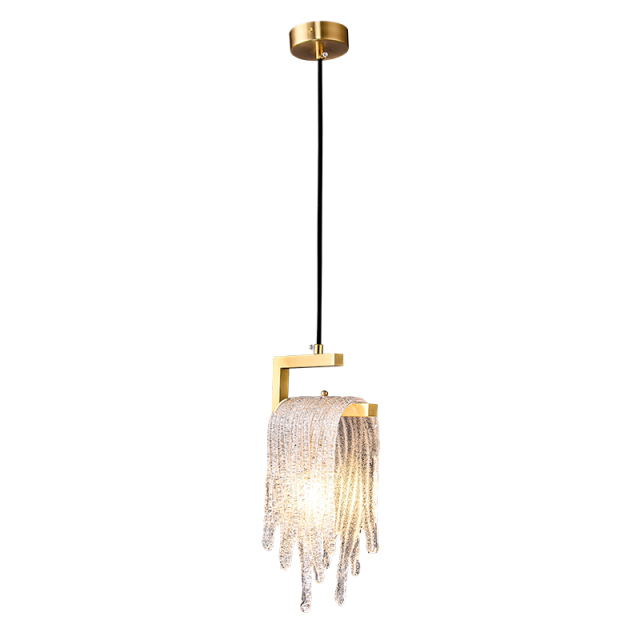 Modern Glass Gold Waterfall 1-Light Pendant Light for Dining Room/ Bedroom
