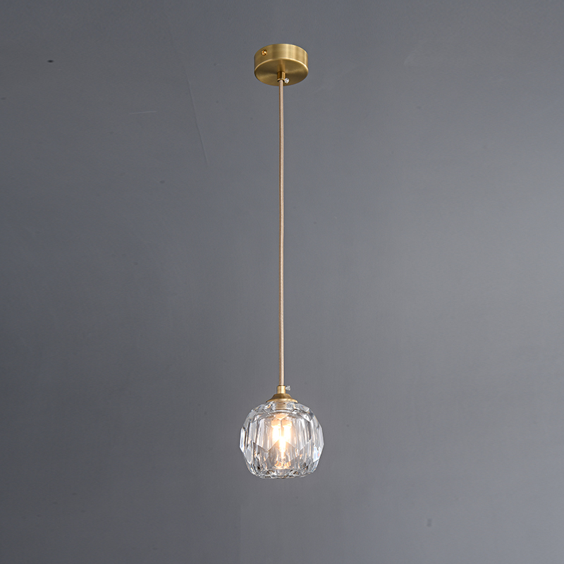 Glam Modern Crystal 1-Light Mini Brass Pendant Light for Bedroom/ Kitchen /Dining Room