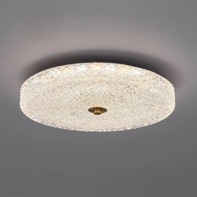 Modern Sparkle Glass LED Flush Mount Ceiling Light in Circle Round Shape for Living Room Bedroom