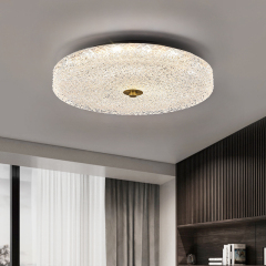 Modern Sparkle Glass LED Flush Mount Ceiling Light in Circle Round Shape for Living Room Bedroom