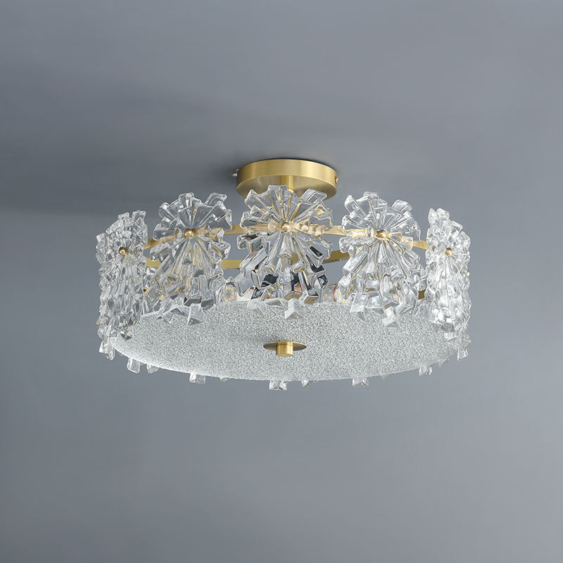 Glam Modern Sparkle Flush Mount Ceiling Light in Glass Circle Round Shape for Living Room Dining Room Bedroom