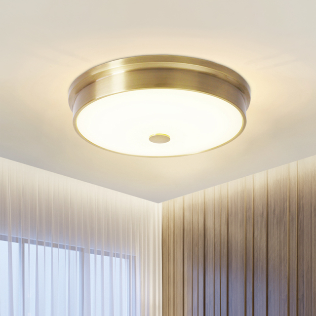 Modern Gold Round Glass Shade LED Flush Mount Ceiling Lights for Living Room Study Room