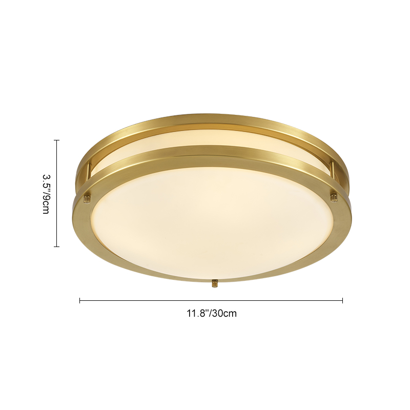 Modern Gold Round Glass Shade Two-tiered Metal LED Flush Mount Ceiling Lights for Living Room Bedroom