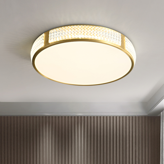 Modern Gold Round Acrylic Shade LED Flush Mount Ceiling Lights for Living Room Bedroom