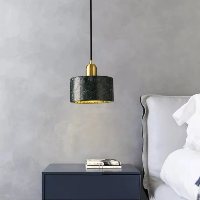 Mid-century Style Mini Pendant Light Hanging Lights with Circle Round Marble Shade for Kitchen/ Bedroom