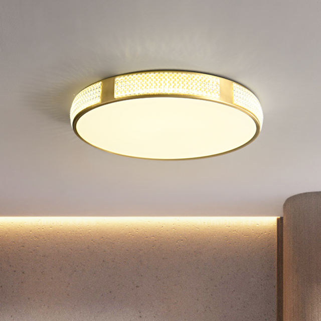 Modern Gold Round Acrylic Shade LED Flush Mount Ceiling Lights for Living Room Bedroom