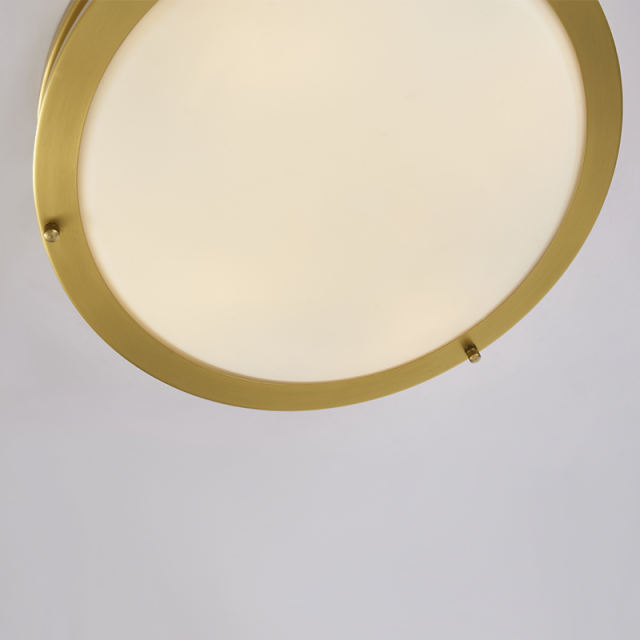 Modern Gold Round Glass Shade Two-tiered Metal LED Flush Mount Ceiling Lights for Living Room Bedroom