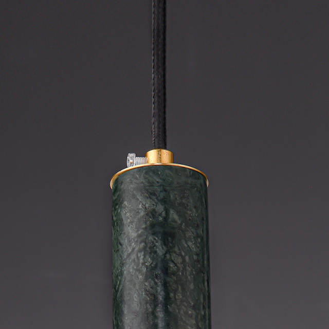 Nordic Style Long-strip Mini Slender Cylinder Pendant Light Hanging Lights with Marble Shade for Kitchen/ Bedroom