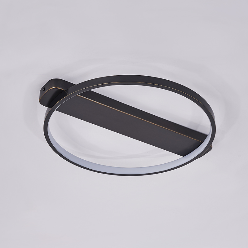 Minimalist Modern Black Round Glass Shade Hollow Surface LED Flush Mount Ceiling Lights for Living Room Study Room