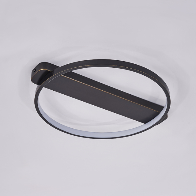 Minimalist Modern Black Round Glass Shade Hollow Surface LED Flush Mount Ceiling Lights for Living Room Study Room