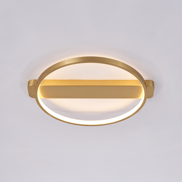 Minimalist Modern Gold Round Glass Shade Hollow Surface LED Flush Mount Ceiling Lights for Living Room Study Room