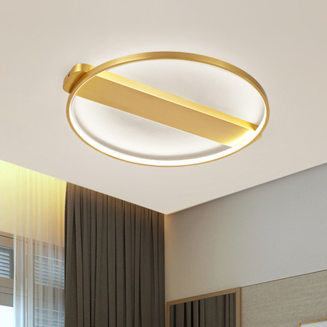 Minimalist Modern Gold Round Glass Shade Hollow Surface LED Flush Mount Ceiling Lights for Living Room Study Room