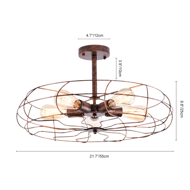 Modern Farmhouse 5 Lights Geometric Semi Flush Mount Ceiling Light for Hallway Dining Room