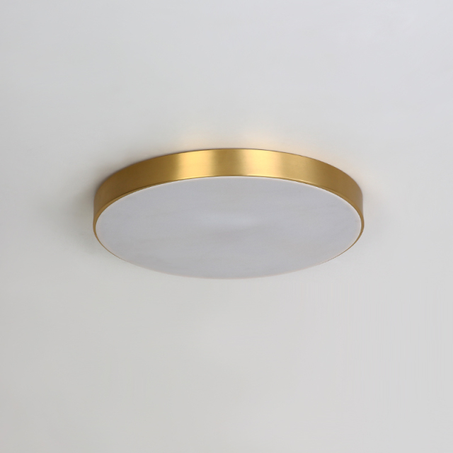 Contemporary Brass Round Shade LED Flush Mount Ceiling Lights for Living Room Bedroom Study Room