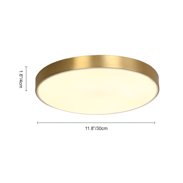 Contemporary Brass Round Shade LED Flush Mount Ceiling Lights for Living Room Bedroom Study Room