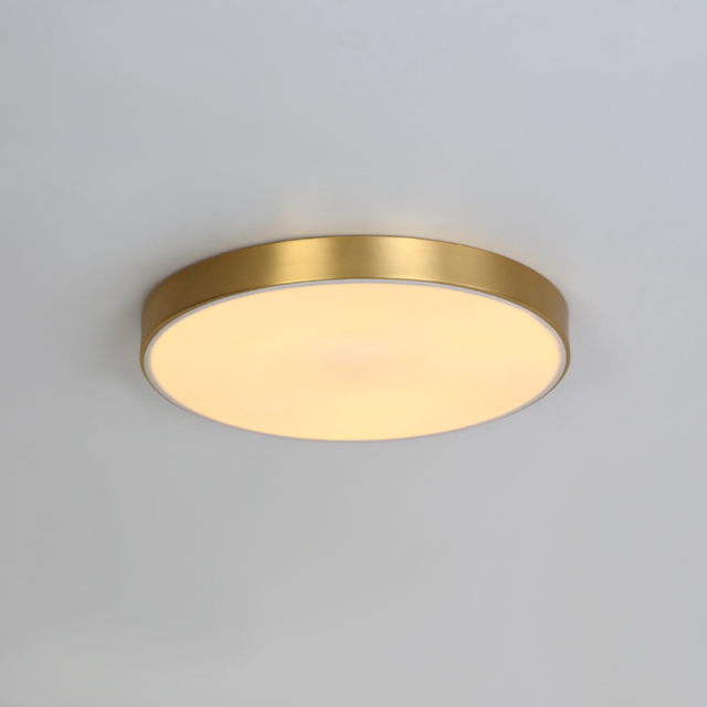 Contemporary Brass Round Shade LED Flush Mount Ceiling Lights for Living Room Bedroom Study Room