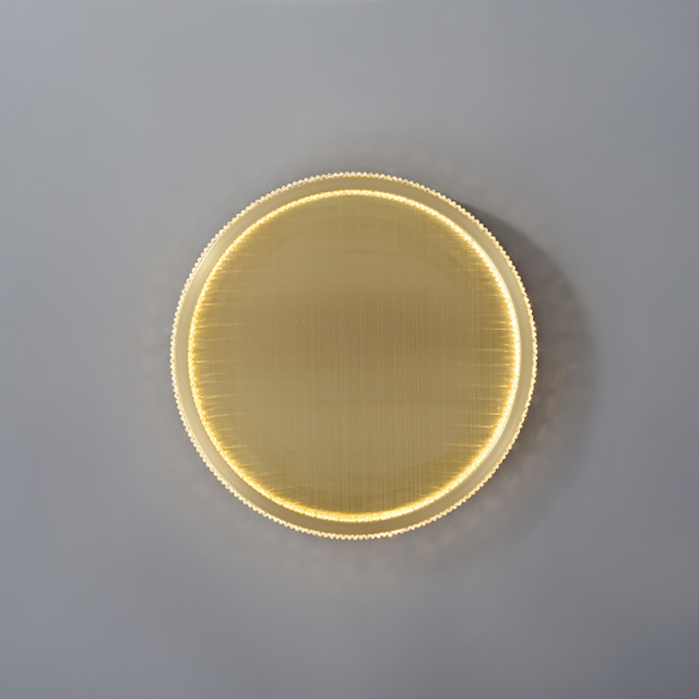 Unique Modern Brass Chic Acrylic Round Circle Ring Hollow LED Flush Mount Ceiling Lights for Living Room Study Room