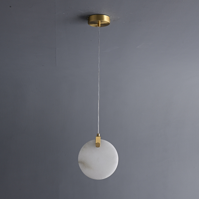Glam Modern Gold Pendant Light with Transmission Marble Stone Shade Diffuser for Kitchen/Dining Room