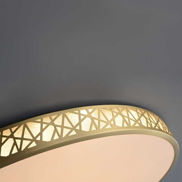 Modern Gold Round Geometric Patterns LED Flush Mount Ceiling Lights for Living Room Kitchen