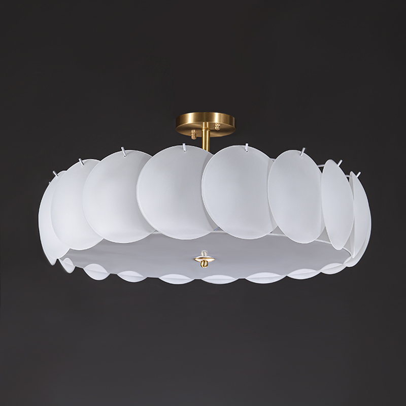 Decorative Glam Brass Round in Metal Shell Shades Chandelier Ceiling Lights for Living Room Bedroom