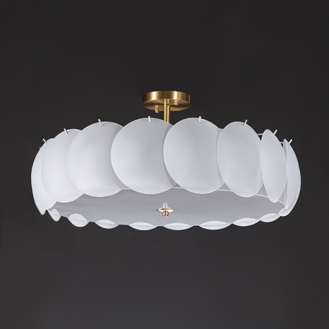Decorative Glam Brass Round in Metal Shell Shades Chandelier Ceiling Lights for Living Room Bedroom