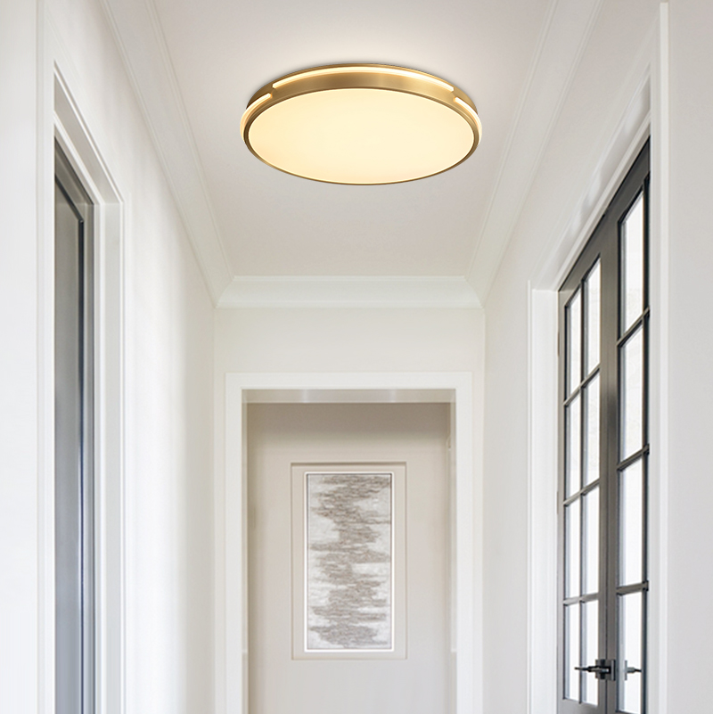 Modern Gold Round Shape LED Flush Mount Ceiling Lights for Living Room Hallway