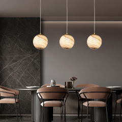 Mid-century Natural Mood Ball Pendant Light with Earthy Color Glass Globe Diffuser for Kitchen/Dining Room