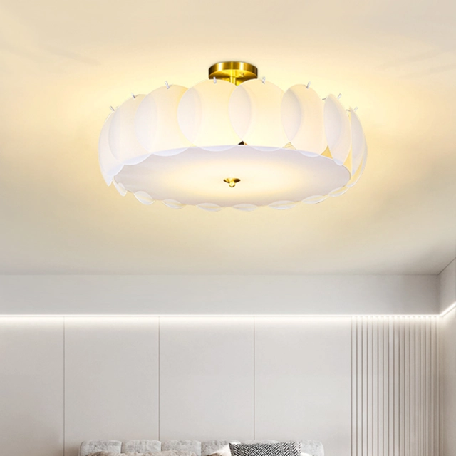 Decorative Glam Brass Round in Metal Shell Shades Chandelier Ceiling Lights for Living Room Bedroom