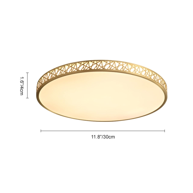 Modern Gold Round Geometric Patterns LED Flush Mount Ceiling Lights for Living Room Kitchen