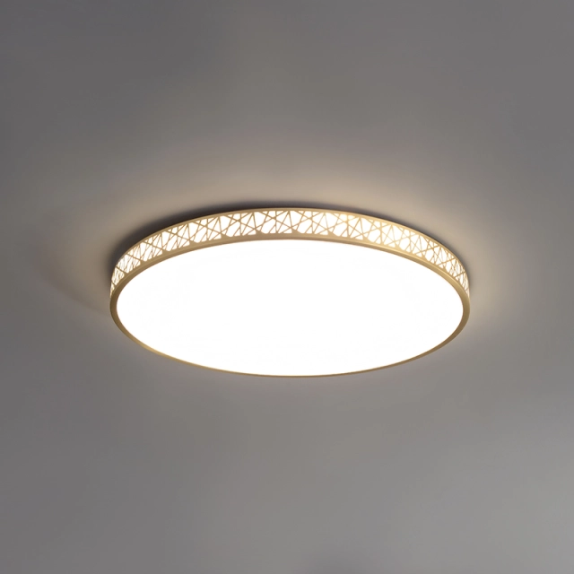 Modern Gold Round Geometric Patterns LED Flush Mount Ceiling Lights for Living Room Kitchen