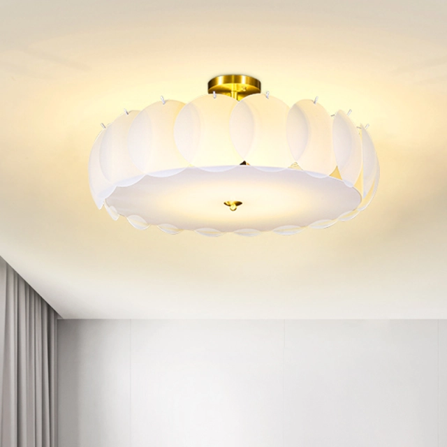 Decorative Glam Brass Round in Metal Shell Shades Chandelier Ceiling Lights for Living Room Bedroom