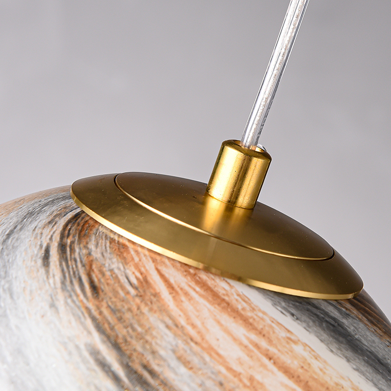Mid-century Natural Mood Ball Pendant Light with Earthy Color Glass Globe Diffuser for Kitchen/Dining Room