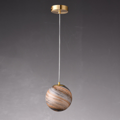 Mid-century Natural Mood Ball Pendant Light with Earthy Color Glass Globe Diffuser for Kitchen/Dining Room