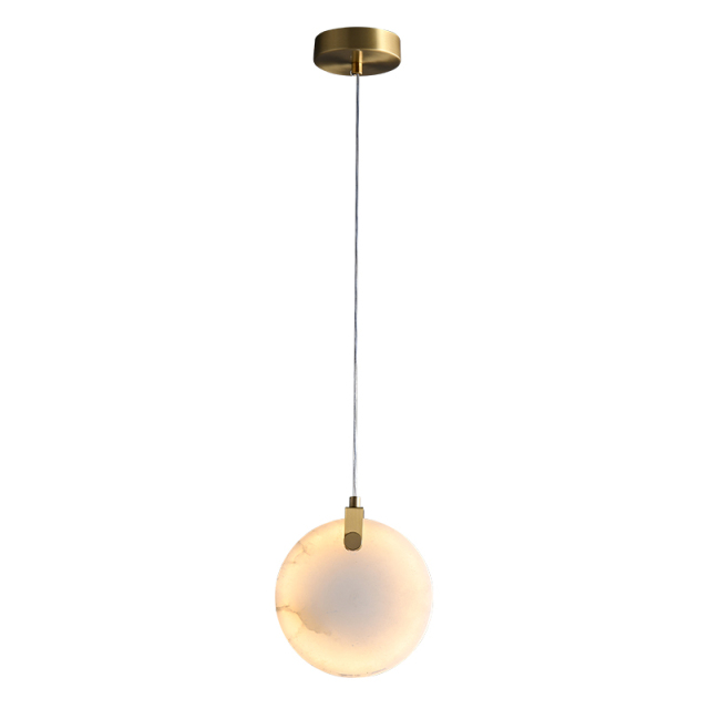 Glam Modern Gold Pendant Light with Transmission Marble Stone Shade Diffuser for Kitchen/Dining Room