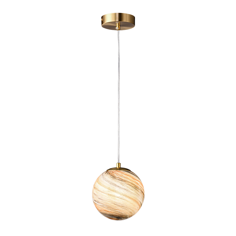 Mid-century Natural Mood Ball Pendant Light with Earthy Color Glass Globe Diffuser for Kitchen/Dining Room