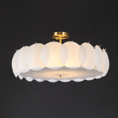 Decorative Glam Brass Round in Metal Shell Shades Chandelier Ceiling Lights for Living Room Bedroom