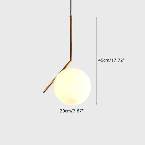 7.87&quot; Wide Modern Design 1 Light Globe Pendant Light with Opal Glass Shade for Living Room/Bedside/Bar/Study Room