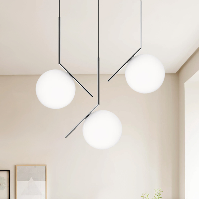 7.87&quot; Wide Modern Design 1 Light Globe Pendant Light with Opal Glass Shade for Living Room/Bedside/Bar/Study Room
